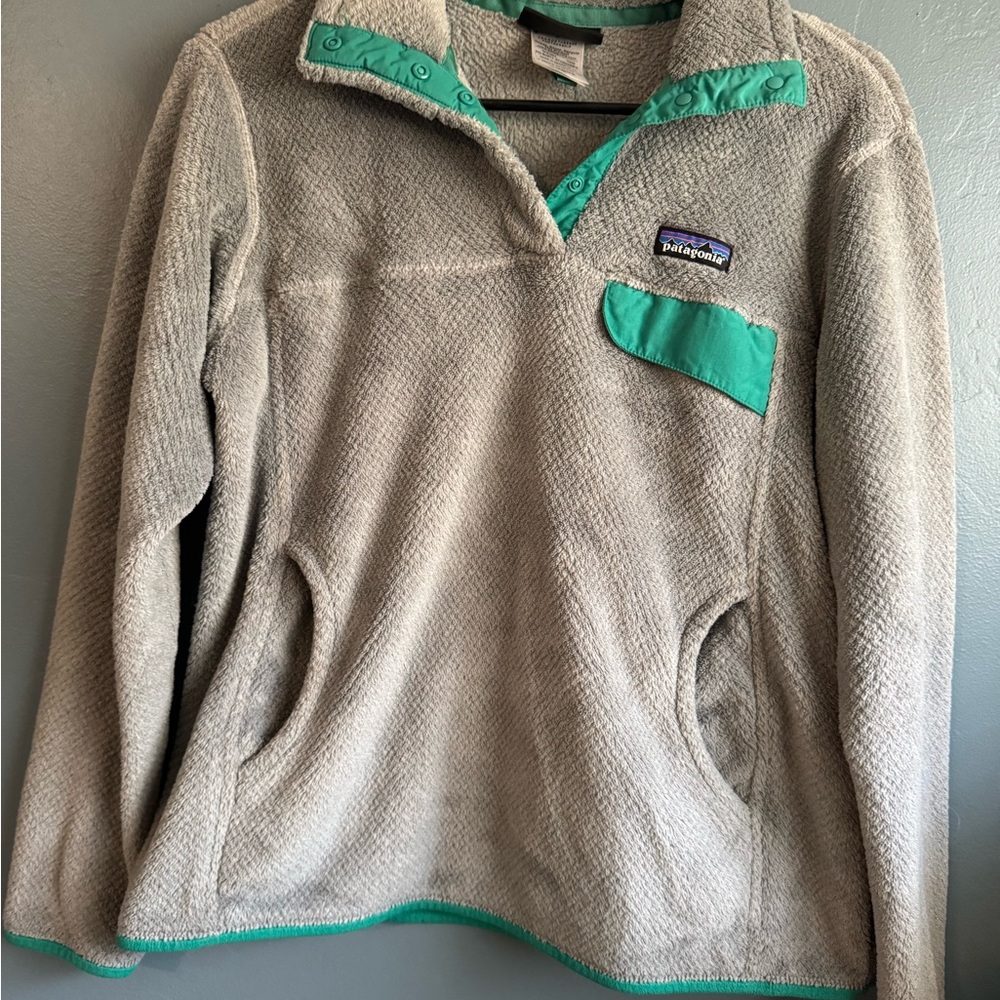 Patagonia Teal and Gray Fleece Jacket